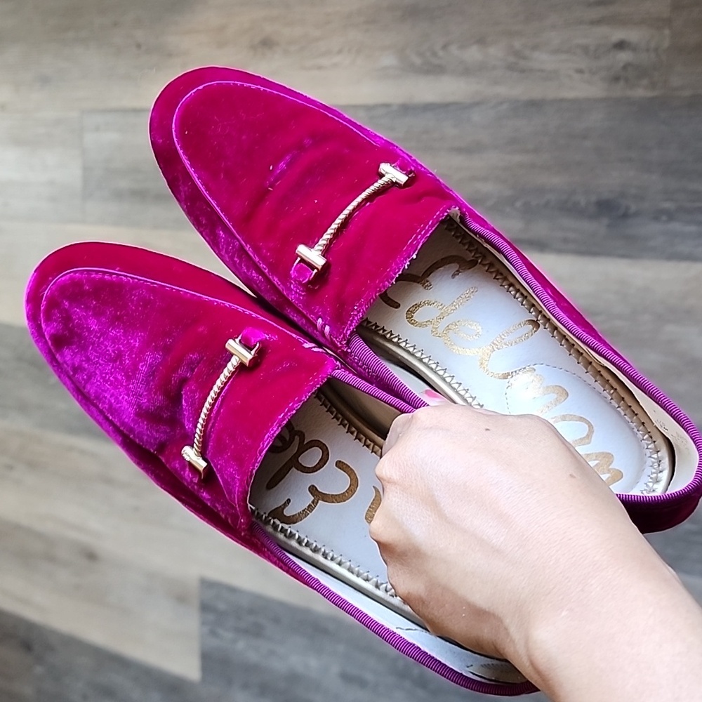 Sam Edelman Raspberry Velvet Loafers - Picture 11 of 12